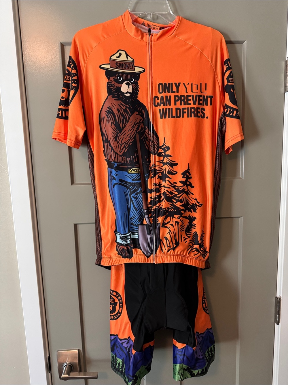 Smokey Bear Cycling Jersey & Bib Shorts - Bright Orange